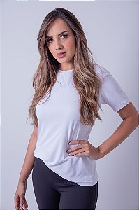 Camiseta Branca Feminina Tecnológica Anti Suor, Anti Odor, Antibacteriana e com Proteção Solar