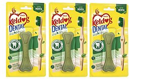 Kelco Keldog Kit C/ 3 Ossos Dental Sabor Menta