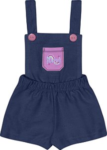 Fantoni Bebê Menina Jardineira Moletinho Jeans (Ref:30430)