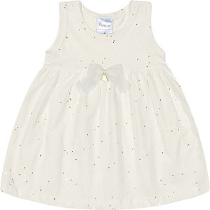 Fantoni Vestido Meia Malha Fio Penteado Brilho Off White ( 30530)