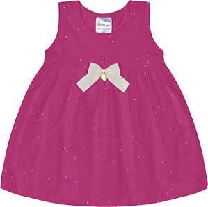 Fantoni Vestido Meia Malha Fio Penteado Brilho Rosa ( 30530)