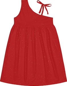 Fantoni Vestido Juvenil Rotativo Com Brilho Vermelho (10635)