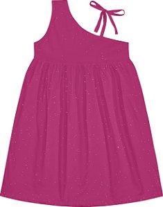 Fantoni Vestido Juvenil Rotativo Com Brilho Rosa (10635)