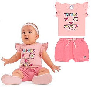 Fantoni Blusa E Shorts Bombachinha W-Coral Claro (30852)