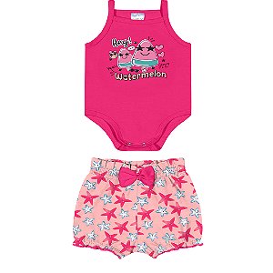 Fantoni Body De Alcinha e Short Fru-Fru Pink (30557)