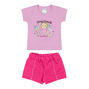 Fantoni Conjunto Bebê Blusa E Shorts Lilas Fraco (30859)
