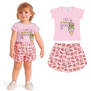 Fantoni Blusa Rosa Fraco E Shorts Est.Melancia (40112-40241)