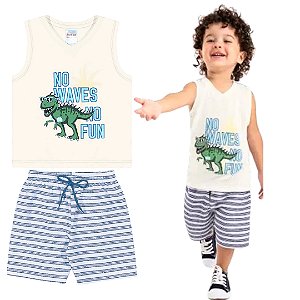 Fantoni Camiseta Machão Gola V + Bermuda Azul Celeste(80612)