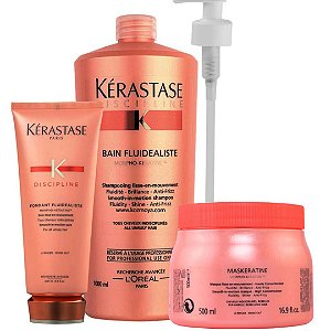 Kérastase Discipline Shampoo 1L + Condicionador 200ml + Máscara 500g