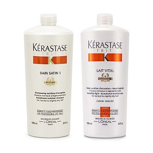 Kérastase Nutritive Bain Satin 1 Shampoo 1L + Condicionador 1L