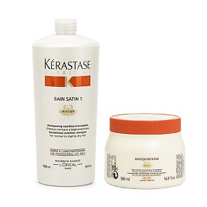 Kérastase Nutritive Bain Satin 1 Shampoo 1L + Máscara Finos 500g