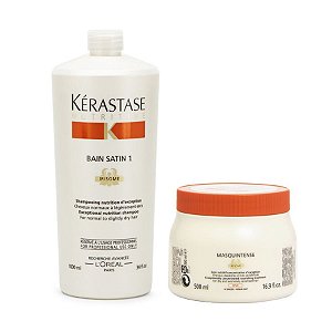 Kérastase Nutritive Bain Satin 1 Shampoo 1L + Máscara Grossos 500g