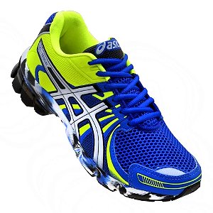 tenis asics azul verde limao