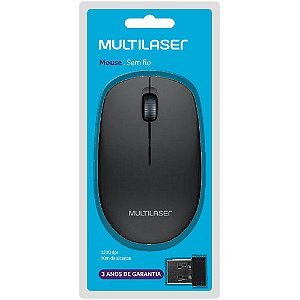  Mouse Multilaser Sem Fio 2.4 Ghz 1200 DPI Usb Preto - MO251