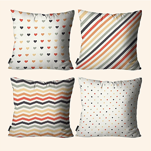 Kit 4 capas de almofadas formas geometricas coloridas