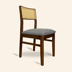 Cadeira jantar encosto em tela natural assento estofado - Vertice