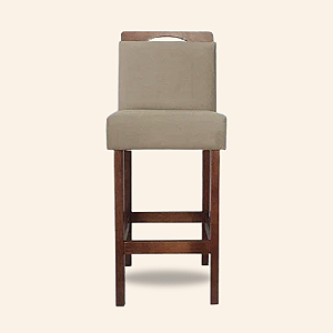 Banqueta estofada 80cm - Eucalipto - Suede Bege