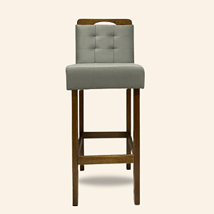 Banqueta estofada 60cm  Eucalipto - Veludo cinza claro