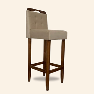 Banqueta estofada 80cm - Eucalipto - Suede Bege capitone
