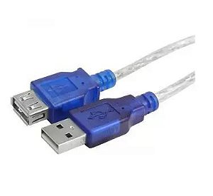 Cabo USB Cristal - USB A Macho + USB A Femea 2.0 1,8mt - Chip Sce