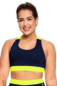 Top fitness luxo confort elastico neon com bojo