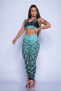 Conjunto luxo jacquard bolha verde