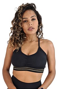 Top luxo madri black gold franzido com bojo