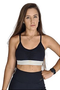 Top luxo madri white gold franzido com bojo