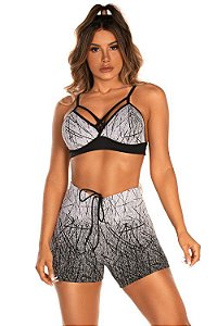 Short luxo jacquard degrade white black
