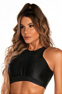 Top luxo black com detalhe cirrê com bojo