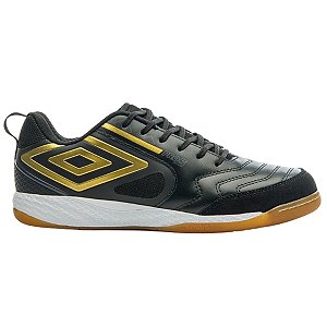 Chuteira Futsal Umbro Pro 5 Bump Profissional Preto/ Dourado