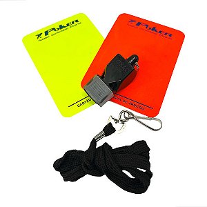 Cartão Amarelo Vermelho Poker  + Apito Fox 40 Juiz Futebol