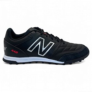 Chuteira Society New Balance 442 V2 Team Tf Couro Preto