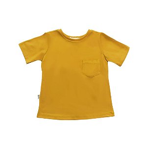 Camiseta manga curta mostarda em algodÃ£o orgÃ¢nico
