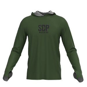 Camisa Poliester com Capuz, Passante no Polegar, Verde