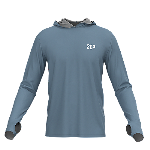 Camisa Poliester com Capuz, Passante no Polegar AZUL CLARO