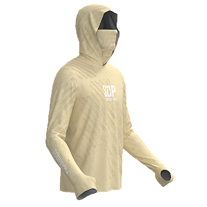 Camisa Sodpesca com Capuz, Bandana, Passante no Polegar - Bege