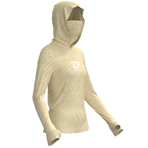 Camisa Sodpesca Feminina com Capuz, Bandana, Passante no Polegar - Bege