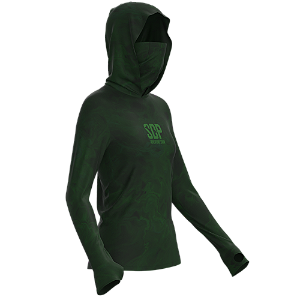 Camisa Sodpesca Feminina com Capuz, Bandana, Passante no Polegar - Verde