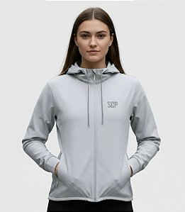Jaqueta Corta Vento Sodpesca com Capuz Cinza Feminina