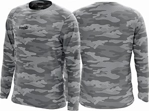 Segunda Pele Manga Longa Camuflada Cinza