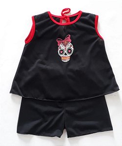Fantasia conjunto caveira mexicana bebê