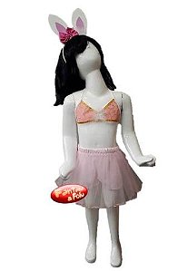 Fantasia conjunto coelhinha bebê com tiara