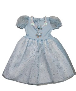Fantasia vestido Princesa azul glitter bebê