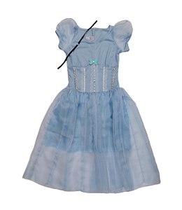 Fantasia vestido Princesa azul longa adulto com choker