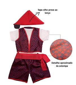 Fantasia conjunto Pirata infantil com lenço e cinto