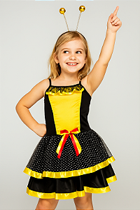 Fantasia vestido Abelhinha infantil com tiara