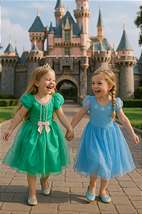 Fantasia vestido Princesa do Gelo Verde Infantil