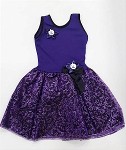 Fantasia vestido Bruxa roxa glitter infantil