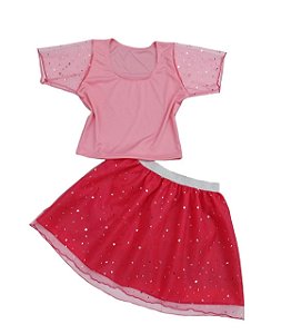 Fantasia conjunto Boneca pink infantil - juvenil